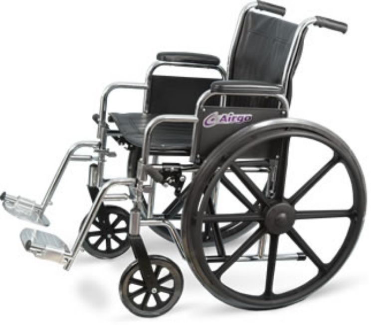 Airgo Wheelchair 18" Chrome with Desk Arms and Swing Away Foot Rests