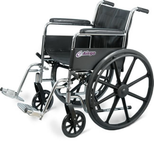 Airgo Wheelchair 18" Chrome, Detachable Swing away Foot Rests