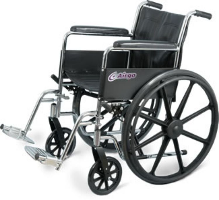 Airgo Wheelchair 18" Chrome, Detachable Swing away Foot Rests