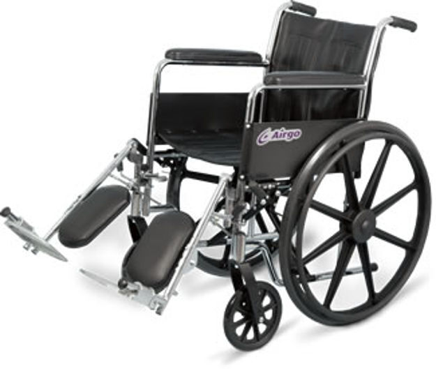 Airgo Wheelchair 18", Chrome, Swing Away Elevated Leg Rests