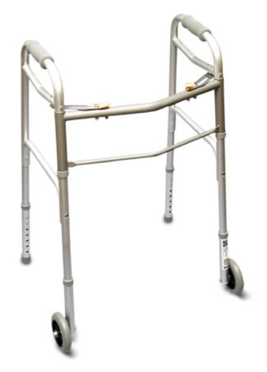 Airgo two-Touch Folding Walker W/ 5" Wheels, Adult, Silver