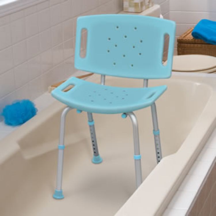 Aquasense Adjustable Bath Seat With Back, Blue