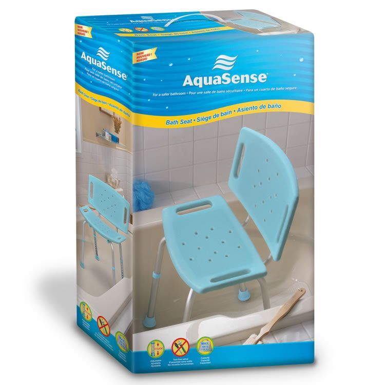 Aquasense Adjustable Bath Seat With Back, Blue