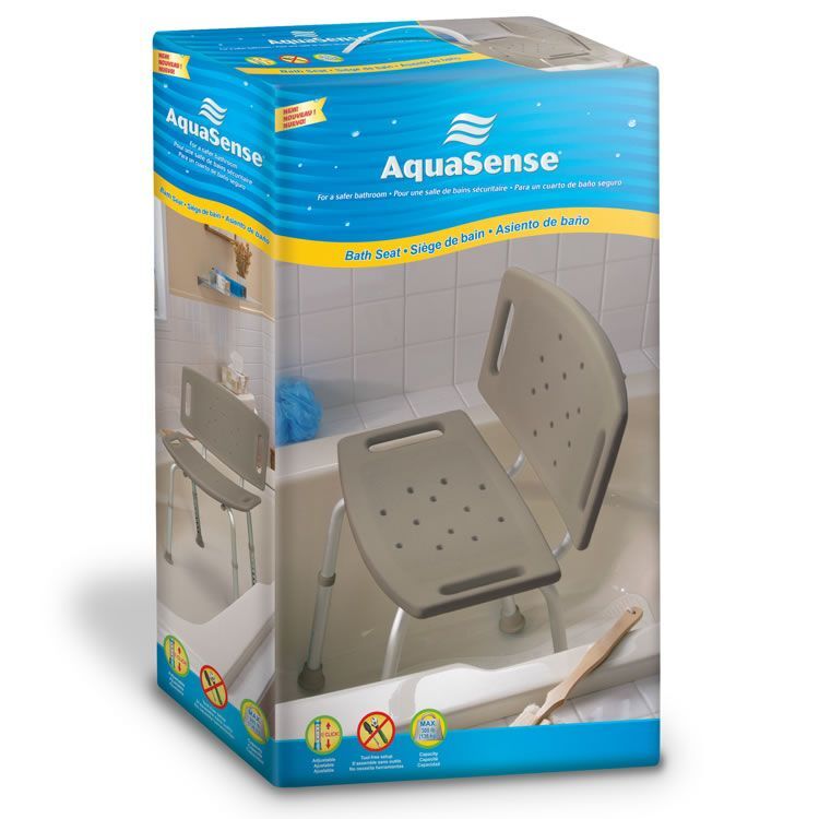 Aquasense Adjustable Bath Seat With Back, Taupe