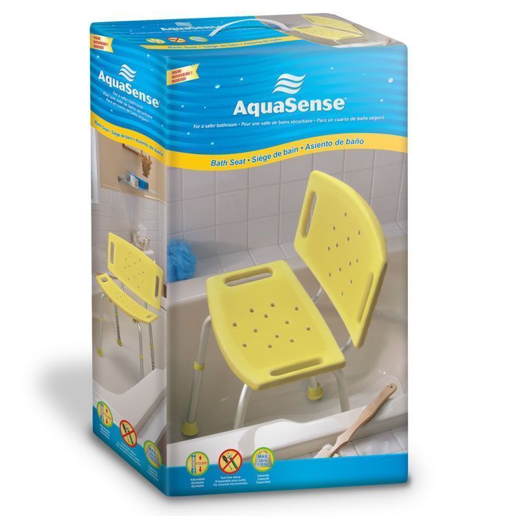 Aquasense Adjustable Bath Seat With Back, Yellow
