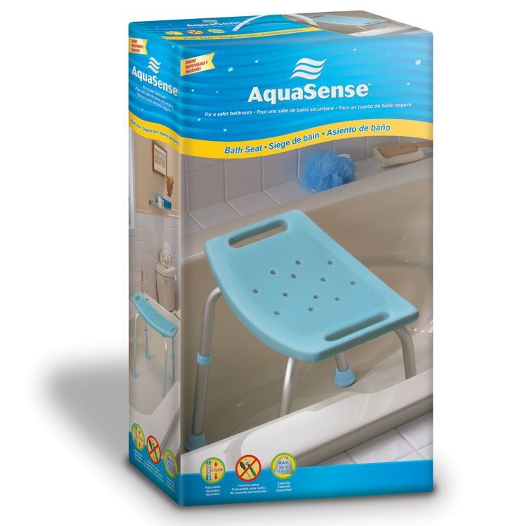 Aquasense Adjustable Bath Seat, Without Back, Blue