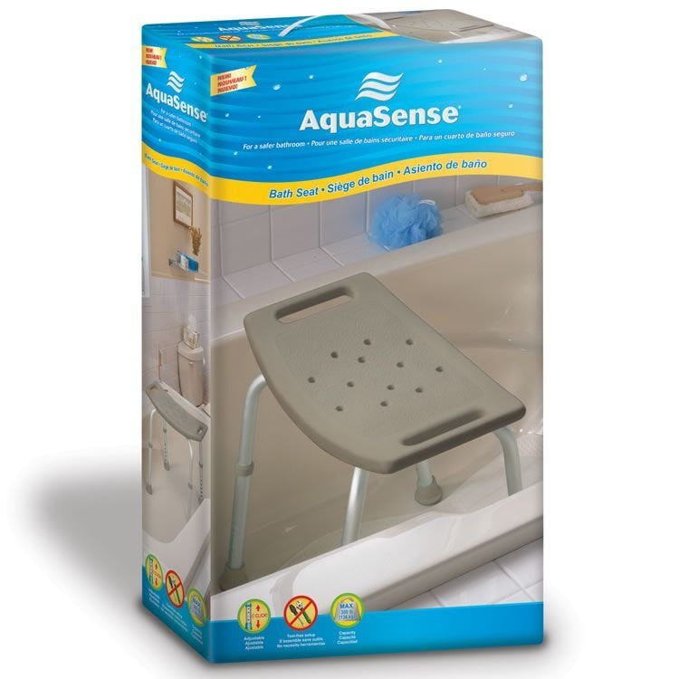Aquasense Adjustable Bath Seat, Without Back, Taupe