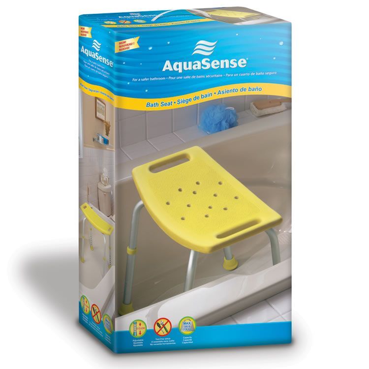 Aquasense Adjustable Bath Seat, Without Back, Yellow