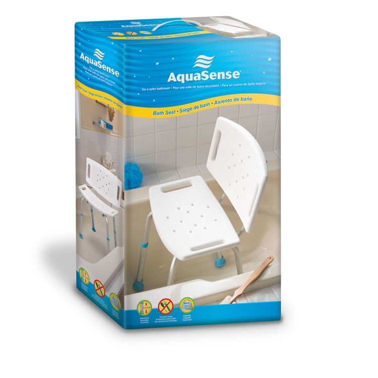 Aquasense Bath Bench With Back,Adjustable, Not Assembled