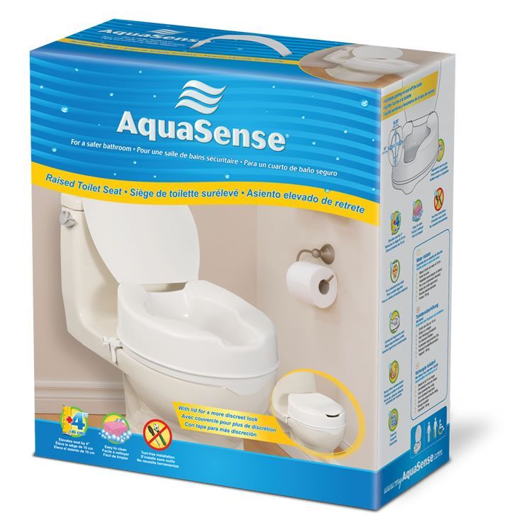 Aquasense Raised Toilet Seat With Lid, 4"