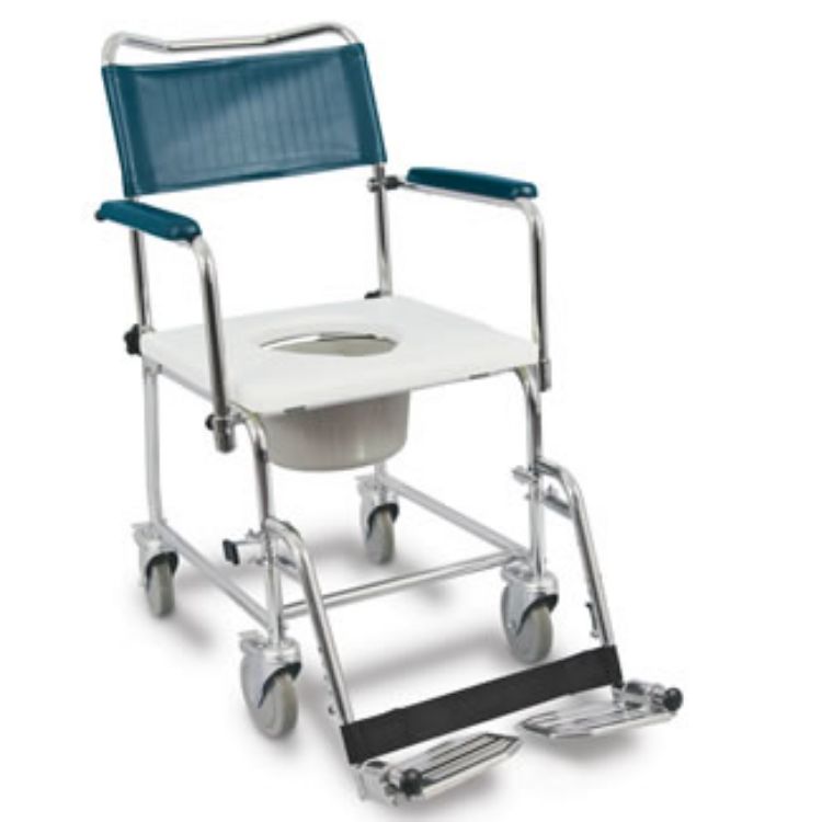 Medpro Euro Commode, Drop Arms, 4 Locking Casters, 16" Clearance, I.C. Friendly