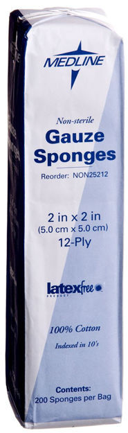 Sponge Gauze 2"x2" 12-Ply Non-Sterile