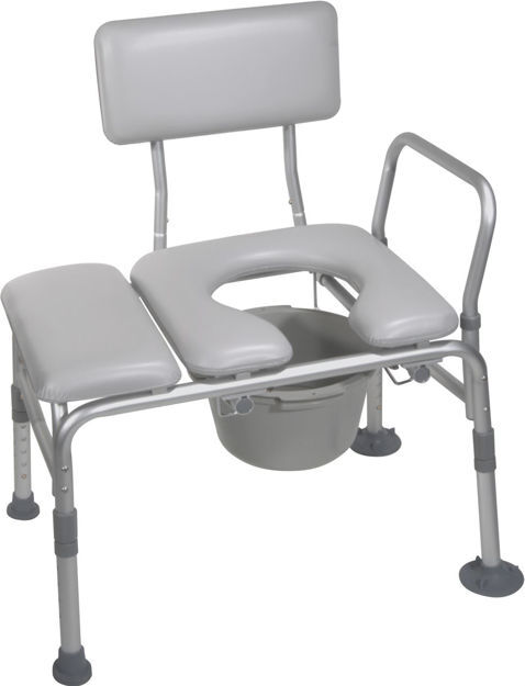 Transfer Bench with Commode Padded Seat, Knocked Down 1 c/s