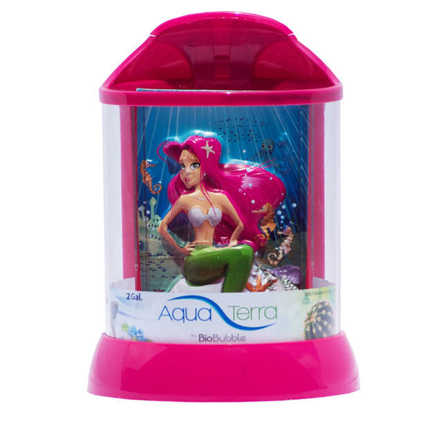 BioBubble Aqua Terra 3D Mermaid Background 2 Gallon Pink 9" x 9" x 12"    