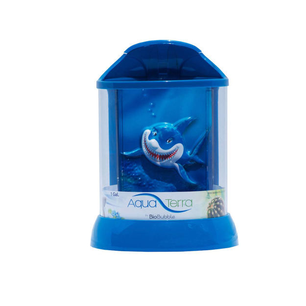 BioBubble Aqua Terra 3D Shark Background 1 Gallon Blue 7.5" x 7.5" x 10"