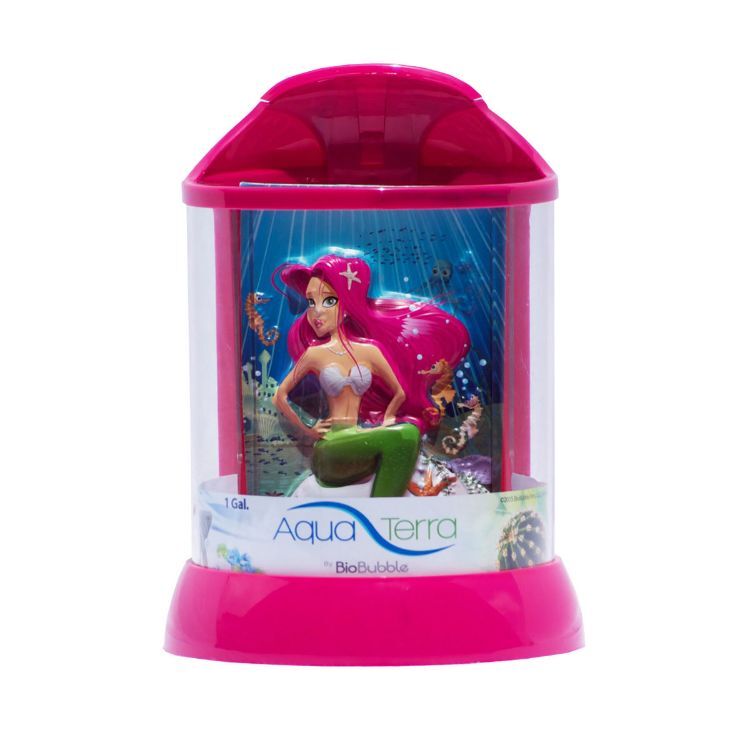 BioBubble Aqua Terra 3D Mermaid Background 1 Gallon Pink 7.5" x 7.5" x 10"