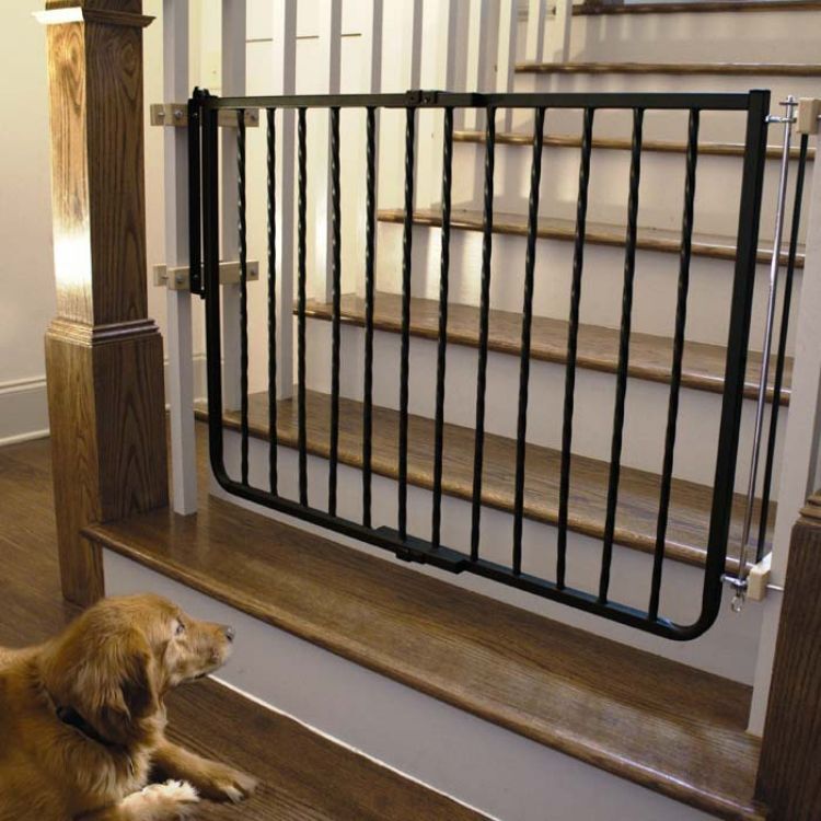 Cardinal Gates Wrought Iron Decor Hardware Mounted Pet Gate Black 27" - 42.5" x 29.5" 