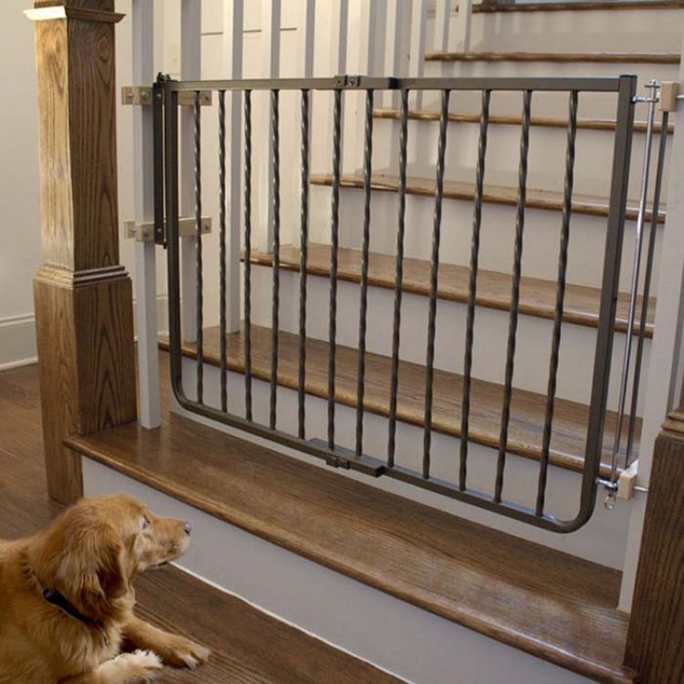 Cardinal Gates Wrought Iron Decor Hardware Mounted Pet Gate Bronze 27" - 42.5" x 29.5" 