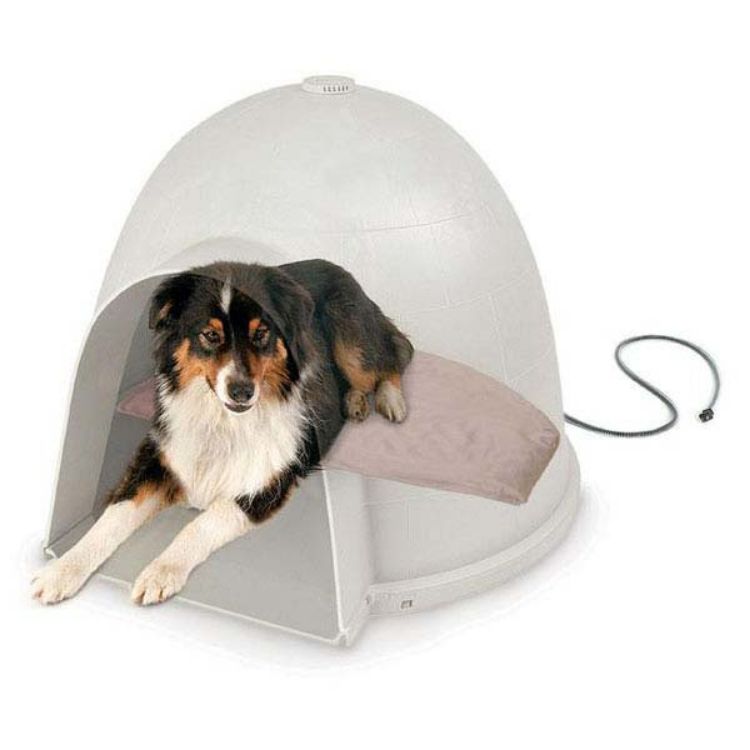 K&H Pet Products Lectro-Soft Igloo Style Bed Medium Beige 14.5" x 24" x 1.5"