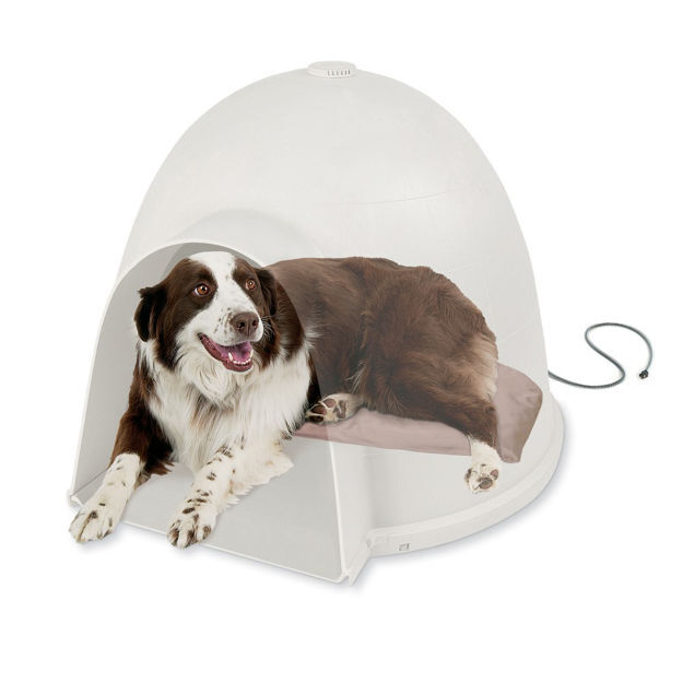 K&H Pet Products Lectro-Soft Igloo Style Bed Large Beige 17.5" x 30" x 1.5"