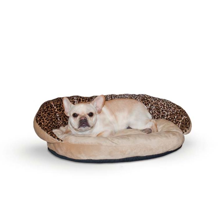 K&H Pet Products Plush Pet Bolster Sleeper Leopard 23" x 30" x 7" 