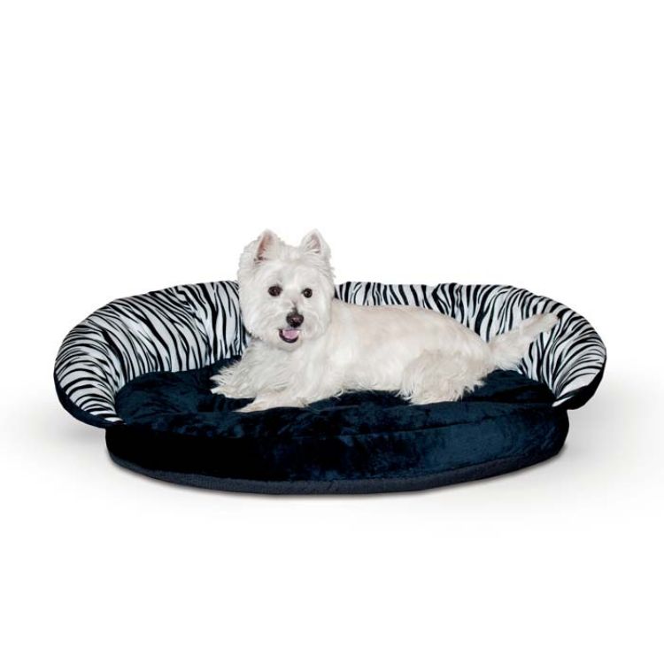 K&H Pet Products Plush Pet Bolster Sleeper Zebra 23" x 30" x 7" 