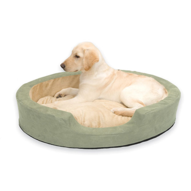 K&H Pet Products Thermo Snuggly Sleeper Oval Pet Bed Large Sage 31" x 24" x 5.5"