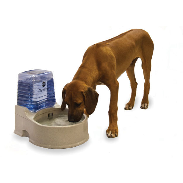 K&H Pet Products Clean Flow Pet Bowl with Reservoir Large Beige 16.5" x 13.25" x 14.5"