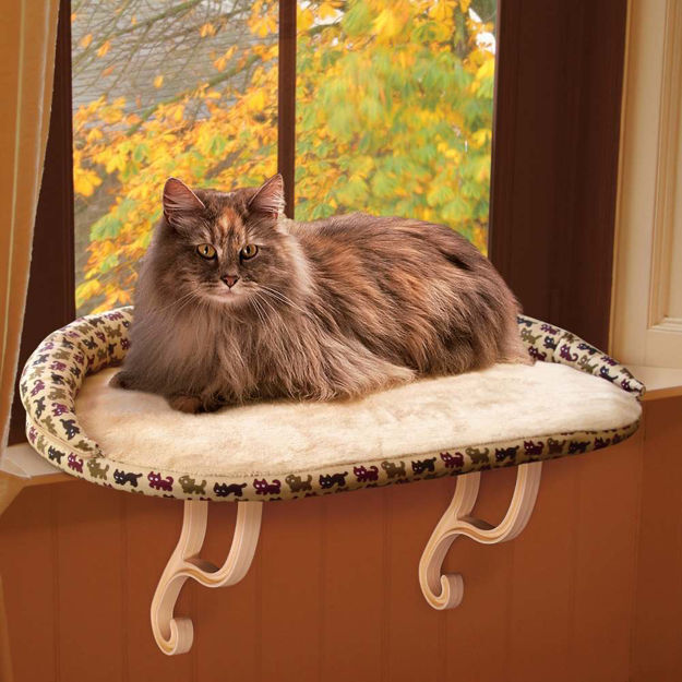 K&H Pet Products Kitty Sill Deluxe with Bolster Tan 14" x 24" x 3"