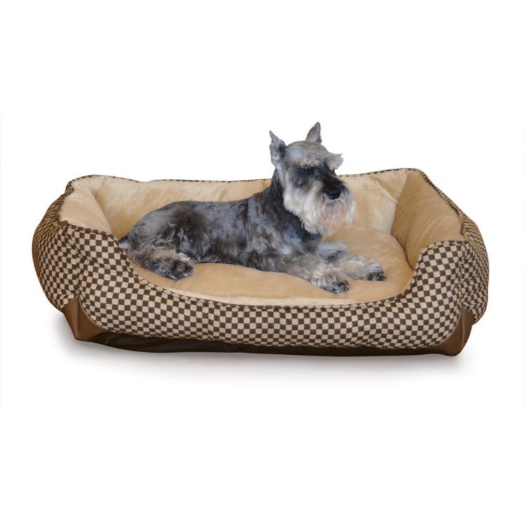 K&H Pet Products Self Warming Lounge Sleeper Square Pet Bed Medium Brown 24" x 30" x 9" 