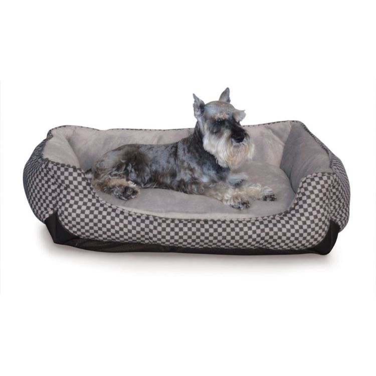 K&H Pet Products Self Warming Lounge Sleeper Square Pet Bed Medium Black 24" x 30" x 9" 