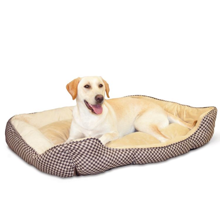 K&H Pet Products Self Warming Lounge Sleeper Square Pet Bed Large Brown 32" x 40" x 10" 