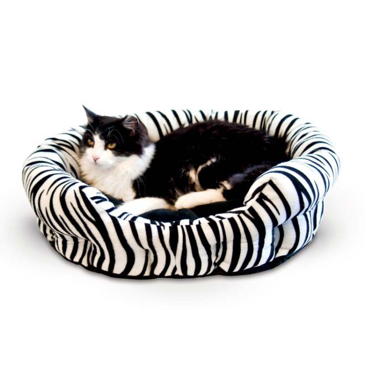 K&H Pet Products Self Warming Nuzzle Nest Pet Bed Zebra 19" x 19" x 6" 