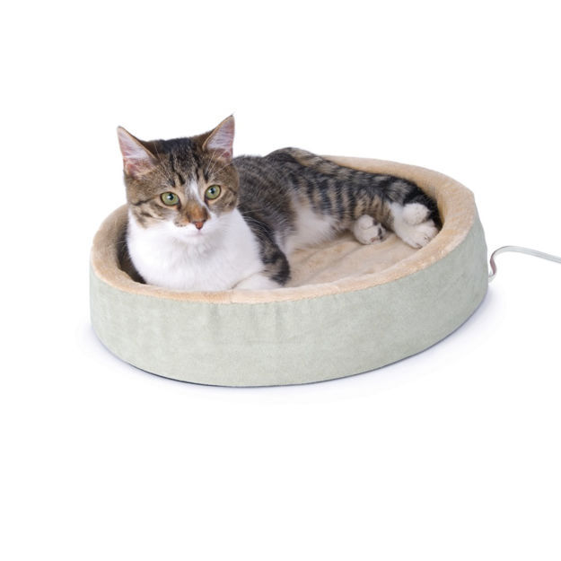 K&H Pet Products Thermo-Kitty Cuddle Up Bed Sage 16" x 16" x 3" 