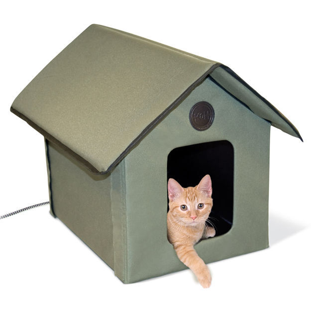 K&H Pet Products Outdoor HEATED Kitty House Beige 22" x 18" x 17"