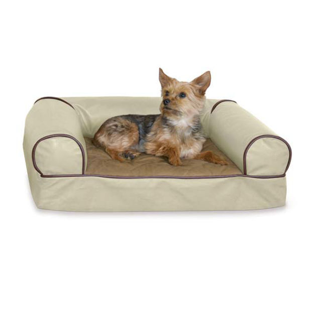 K&H Pet Products Memory Foam Cozy Sofa Pet Bed Large White Chocolate 41" x 30" x 10"   