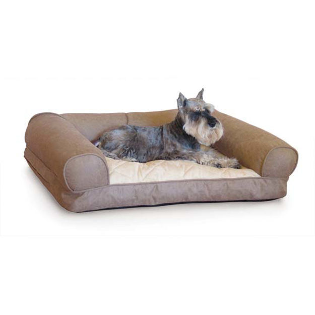 K&H Pet Products Lazy Sofa Sleeper Pet Bed Small Tan 25" x 19" x 8" 