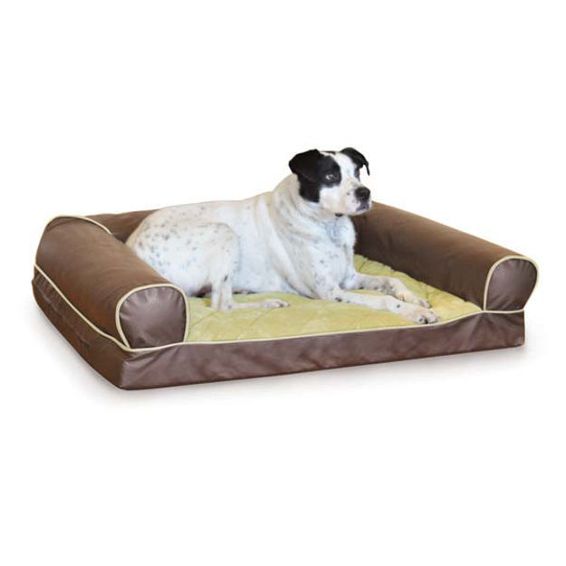 K&H Pet Products Thermo-Cozy Sofa Pet Bed Small Milk Chocolate 25" x 19" x 8" 
