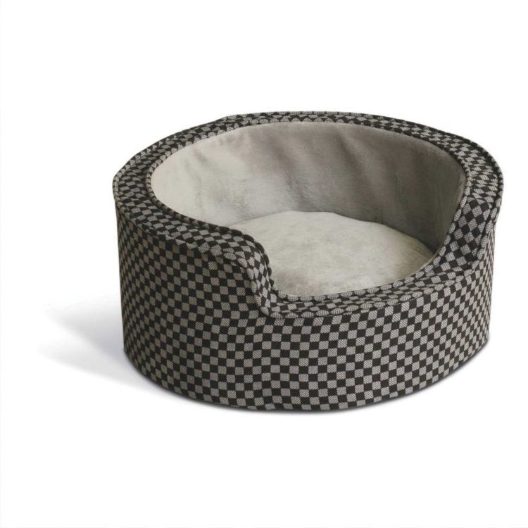 K&H Pet Products Round Comfy Sleeper Self-Warming Pet Bed Small Gray / Black 18" x 18" x 8" 