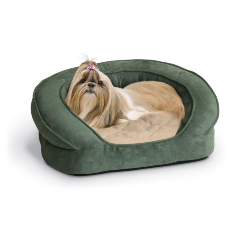 K&H Pet Products Deluxe Ortho Bolster Sleeper Pet Bed Small Green 20" x 16" x 8" 