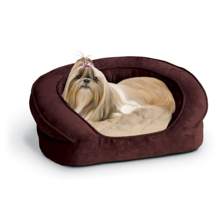 K&H Pet Products Deluxe Ortho Bolster Sleeper Pet Bed Small Eggplant 20" x 16" x 8" 