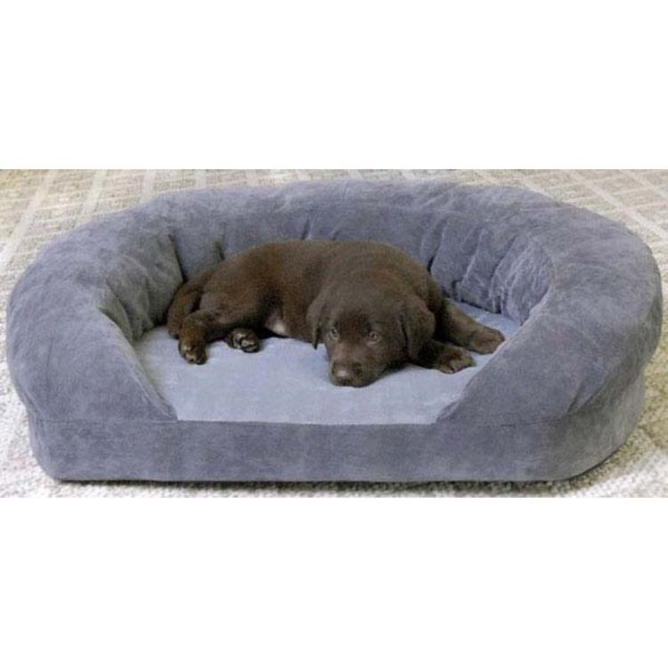 K&H Pet Products Ortho Bolster Sleeper Pet Bed Large Gray Velvet 40" x 33" x 9.5" 