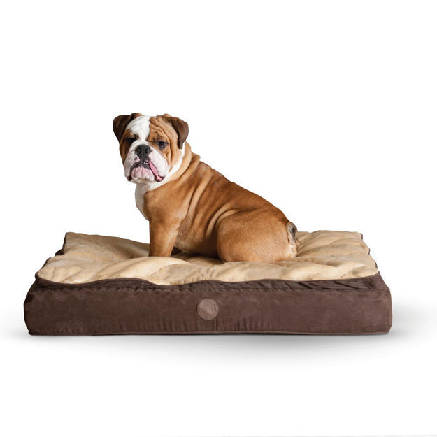 K&H Pet Products Feather Top Ortho Pet Bed Small Chocolate / Tan 20" x 30" x 6.5" 