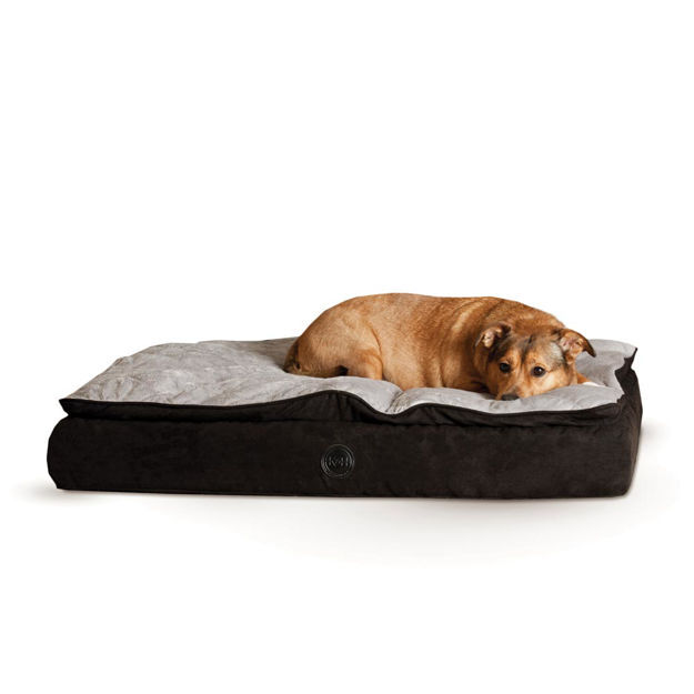 K&H Pet Products Feather Top Ortho Pet Bed Small Black / Gray 20" x 30" x 6.5" 