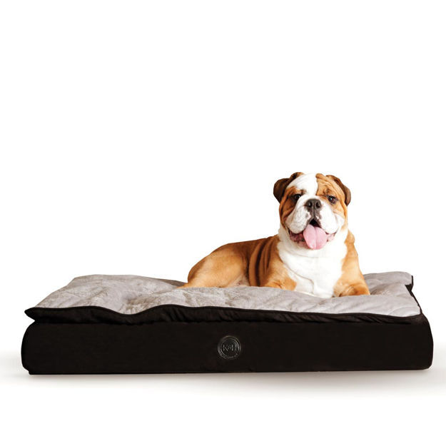 K&H Pet Products Feather Top Ortho Pet Bed Large Black / Gray 40" x 50" x 6.5"