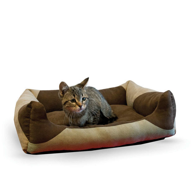 K&H Pet Products Classy Lounger Pet Bed Small Tan / Chocolate 17" x 21" 