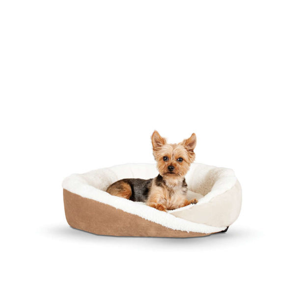 K&H Pet Products Huggy Nest Pet Bed Medium Tan / Caramel 28" x 24" x 7" 
