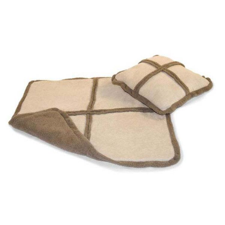 K&H Pet Products Deluxe Throw and Pillow Set Large Tan / Taupe 54" x 60" x 1" 