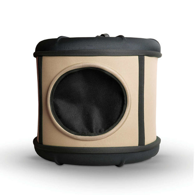 K&H Pet Products Mod Capsule Cat Bed Tan / Black 17" x 17" x 15.5"