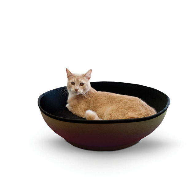 K&H Pet Products Mod Half-Pod Cat Bed Tan / Black 22" x 22" x 6.25" 